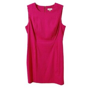 Calvin Klein Midi Rectangular Dot Sleeveless Sheath Dress Back Exposed Zipper 🩷